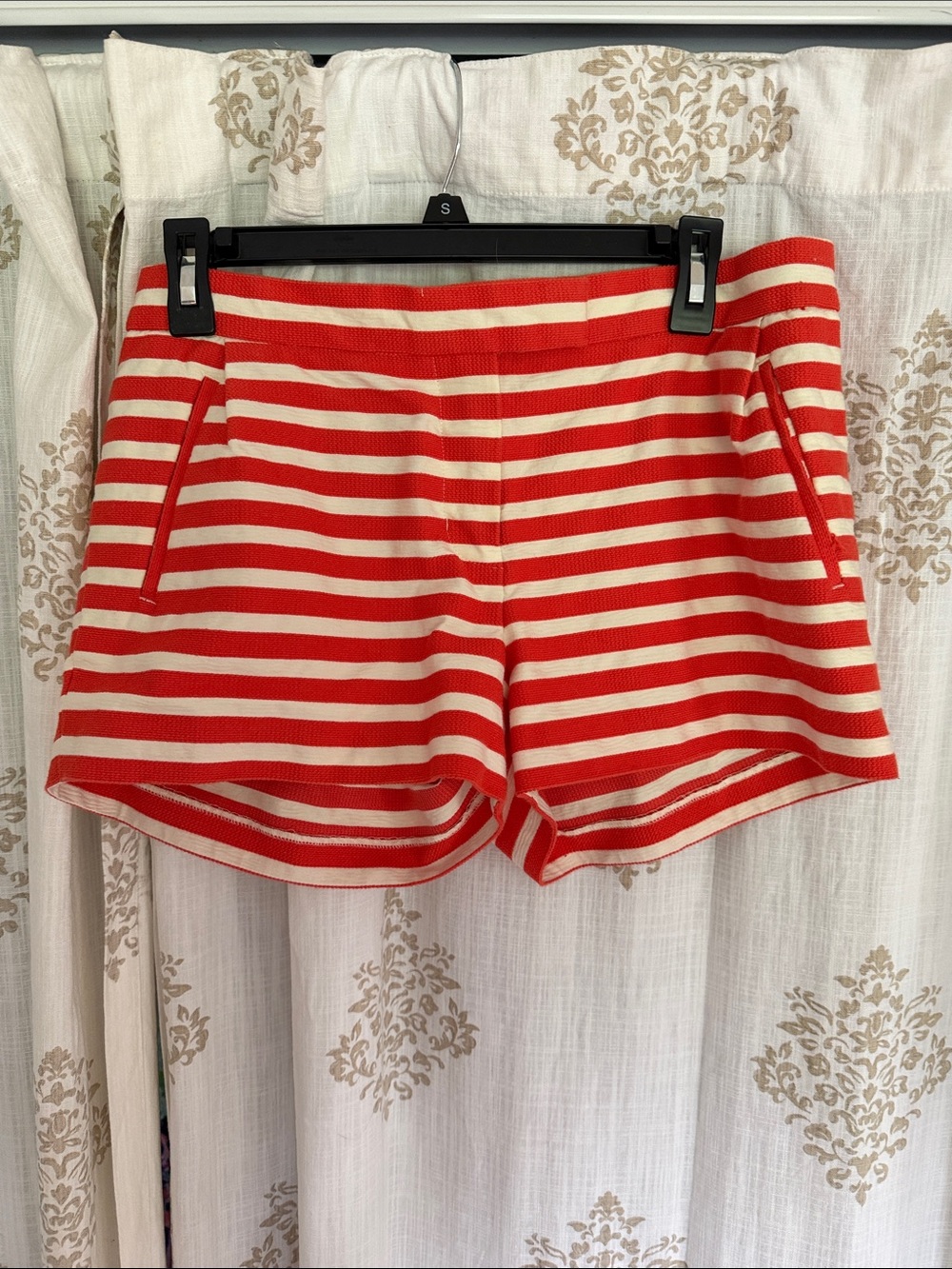 Striped Orange and White Women's Knit Shorts